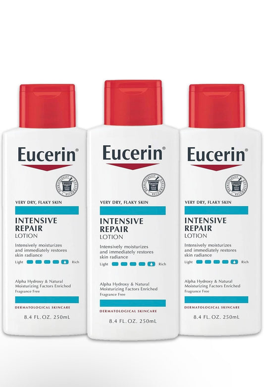 Eucerin Intensive Repair Body Lotion, Lotion for Very Dry Skin, 8.4 Fl Oz (Pack of 3)