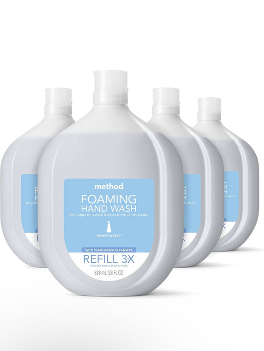 Method Foaming Hand Soap Refill, Sweet Water, Recyclable Bottle, Biodegradable Formula, 28 fl oz (Pack of 4)