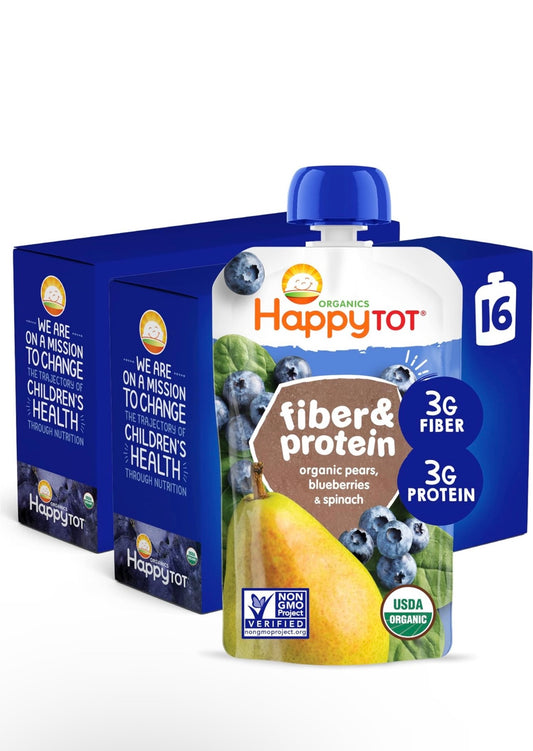 Happy Tot Organics Stage 4 Fiber & Protein, Pears, Blueberries